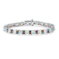 D'Joy Premium Asscher Cut Ethiopian Welo Opal, Multi Tourmaline Line Bracelet in Rhodium Over Sterling Silver (7.25 In) 10.15 ctw - Sticky add to cart bar