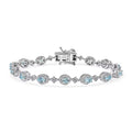 D'Joy Santa Maria Aquamarine, Moissanite Bracelet in Rhodium Over Sterling Silver (7.25 In) 4.85 ctw - Sticky add to cart bar