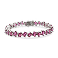 D'Joy AAA Radiant Ember Garnet Bracelet in Rhodium Over Sterling Silver (6.50 In) 22.00 ctw