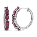 D'Joy AAA Radiant Ember Garnet 6.30 ctw Royal Fire Link Hoop Earrings in Rhodium Over Sterling Silver - Sticky add to cart bar