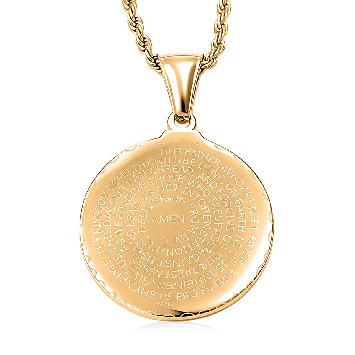 Circular Prayer Necklace (22 Inches) in ION Plated YG Stainless Steel
