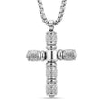 Tone Textured Cross Pendant Necklace in Stainless Steel 22 Inches - Sticky add to cart bar