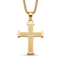 Scaled Cross Pendant Necklace in ION Plated YG Stainless Steel 22 Inches - Sticky add to cart bar