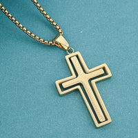 Cross Pendant Necklace in ION Plated YG Stainless Steel 22 Inches