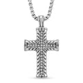 Studded Cross Pendant Necklace in Stainless Steel 22 Inches - Sticky add to cart bar