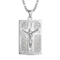 Lords Prayer Crucifix Dogtag Pendant Necklace in Stainless Steel 22 Inches - Sticky add to cart bar