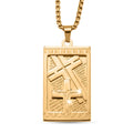 Lords Prayer Crucifix Dogtag Necklace ION Plated YG Stainless Steel 22 Inches - Sticky add to cart bar
