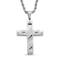 Wrapped Lords Prayer Cross Pendant Necklace (22 Inches) in Stainless Steel - Sticky add to cart bar