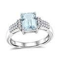 D'Joy Premium Mangoro Aquamarine, Moissanite Ring in Rhodium Over Sterling Silver (Size 10.0) 2.30 ctw - Sticky add to cart bar