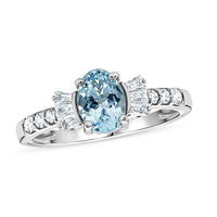 D'Joy Premium Mangoro Aquamarine, Moissanite Ring in Rhodium Over Sterling Silver (Size 10.0) 1.00 ctw