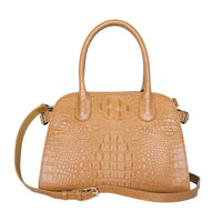 The Grand Pelle Black Crocodile Genuine Leather Bowler Bag (12"x5.9"x14.1")