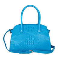 The Grand Pelle Black Crocodile Genuine Leather Bowler Bag (12"x5.9"x14.1")