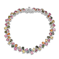 D'Joy Premium Multi-Tourmaline Bracelet in Rhodium Over Sterling Silver (6.50 In) 12.25 ctw