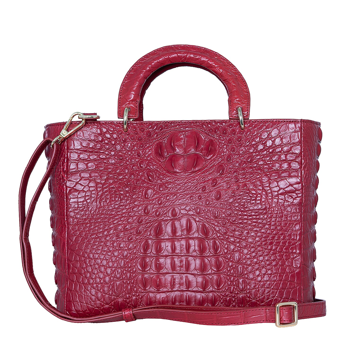 The Grand Pelle Black Crocodile Genuine Leather Tote Bag