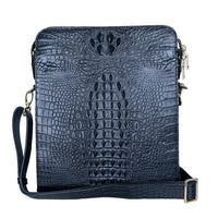 The Grand Pelle Black Crocodile Crocodile Genuine Leather Crossbody Bag (11.4"x4.3"x12.2")