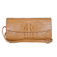 The Grand Pelle Black Crocodile Genuine Leather Crossbody Clutch Bag (10.8"x2.7"x5.5")
