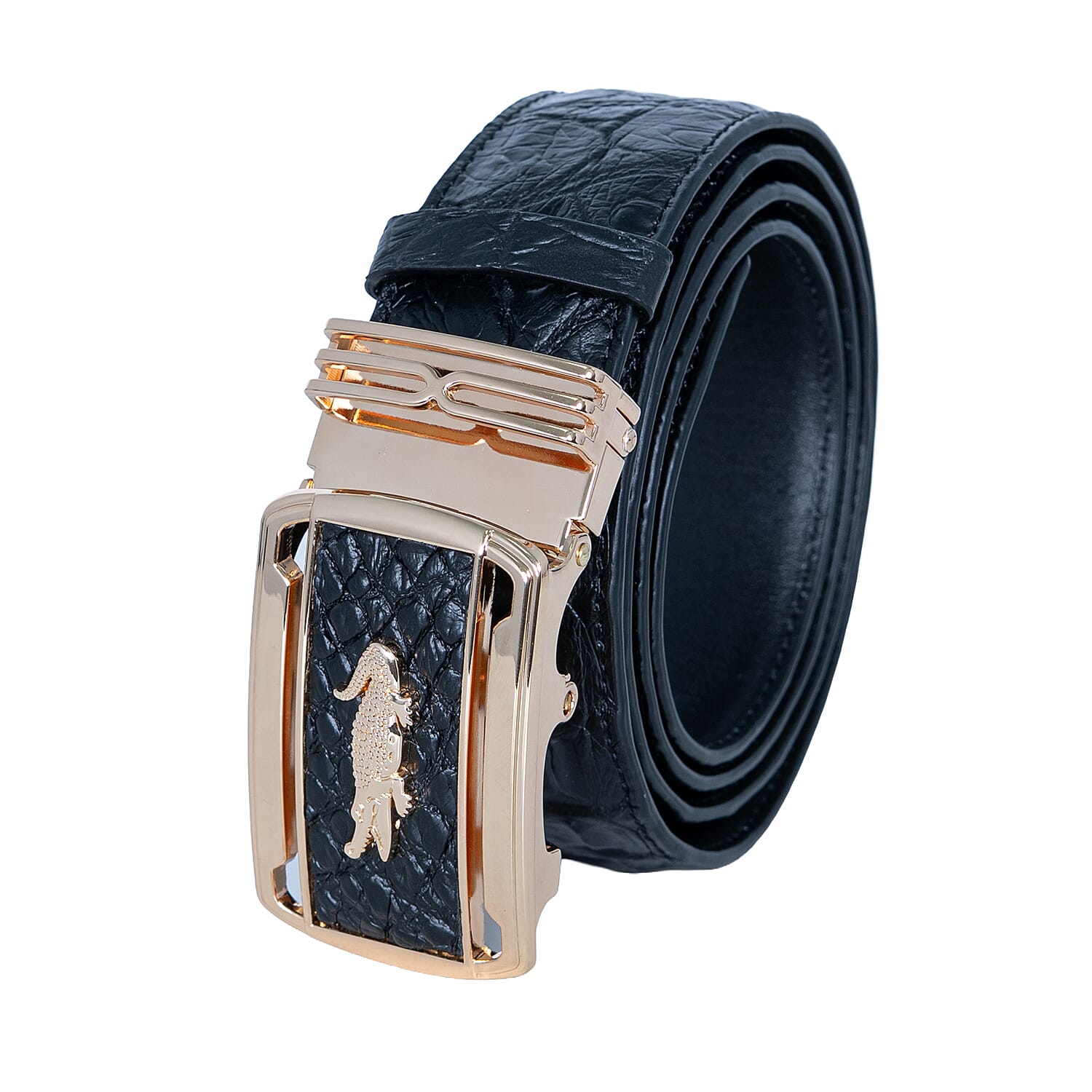 Closeout The Grand Pelle Black Crocodile Genuine Leather Belt (51
