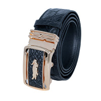 Closeout The Grand Pelle Black Crocodile Genuine Leather Belt (47 Inch- M/L)