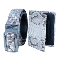 Closeout The Grand Pelle Natural Genuine Python Leather Slide Buckle Belt (47 Inch- M/L) and Wallet