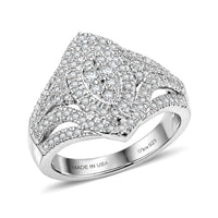 D'Joy Diamond Ring in Rhodium Over Sterling Silver (Size 6.0) 1.00 ctw
