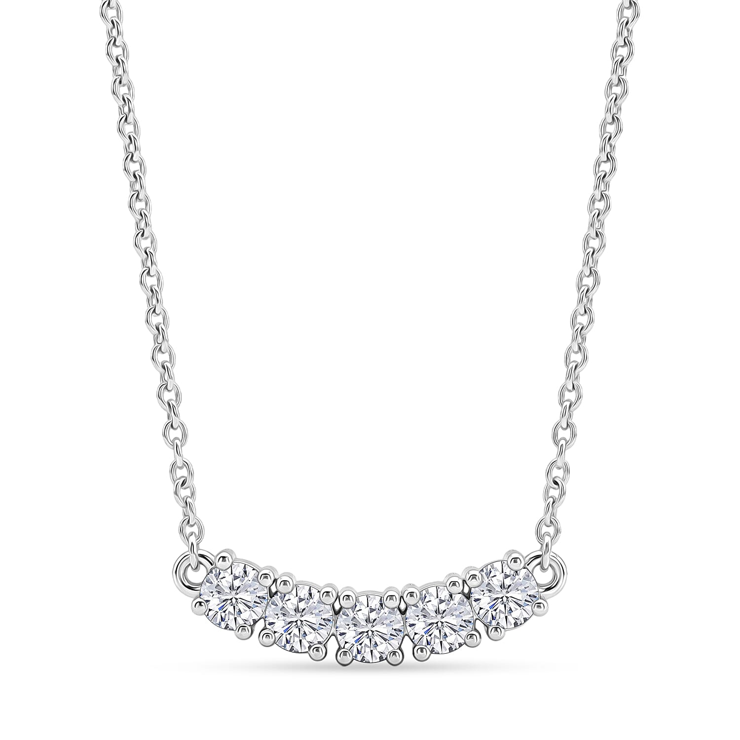 D'Joy Moissanite 1.25 ctw Necklace in Platinum Over Sterling Silver 18 Inches