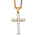 Simulated Diamond Cross Pendant Necklace (22 Inches) in ION Plated YG Stainless Steel - Sticky add to cart bar
