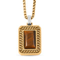 Tigers Eye Double Layer Necklace (22 Inches) in ION Plated YG Stainless Steel 1.50 ctw - Sticky add to cart bar
