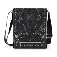 Passage Black Checkered Print Faux Leather Crossbody Bag with Shoulder Strap