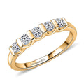Luxuriant Lab Grown Diamond G-H SI 0.60 ctw 5 Stone Ring in 18K Vermeil Yellow Gold Over Sterling Silver (Size 7.0) - Sticky add to cart bar