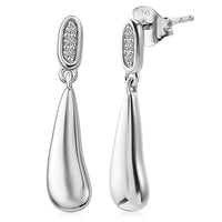 Luxuriant Lab Grown Diamond (G-H, SI) Teardrop Earrings in Platinum Over Sterling Silver 0.10 ctw