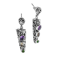 D'Joy Bali Legacy African Amethyst and Multi Gemstone 1.50 ctw Earrings in Sterling Silver