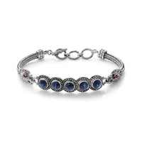 D''Joy Bali Legacy Blue Star Sapphire (DF), Orissa Rhodolite Garnet Dragon Bracelet in Sterling Silver (6.50-8.0In) 7.90 ctw