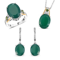 EverTrue Verde Onyx and Chrome Diopside 8.00 ctw Ring in 18K YG Plated and Platinum Bond (Size 10.0)