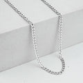 Italian Flat Curb Chain Necklace in Rhodium Over Sterling Silver 5.30 Grams (17.5 Inches) - Sticky add to cart bar