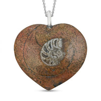 Ammonite 17.00 ctw Necklace (18 Inches) in Silvertone