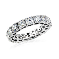 D'Joy Moissanite (Rnd 4mm) Band Ring in Rhodium Over Sterling Silver (Size 6.0) 4.75 ctw