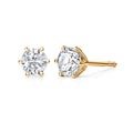 Luxuriant Lab Grown Diamond (G-H, SI) Solitaire Stud Earrings in 18K Vermeil YG Over Sterling Silver 1.00 ctw - Sticky add to cart bar