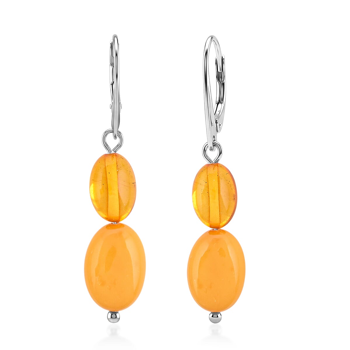 Butterscotch Amber and Honey Amber Earrings in Sterling Silver
