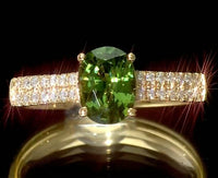 Luxoro AAA Milanoa Green Sapphire and Diamond I2 1.40 ctw Ring in 14K Yellow Gold
