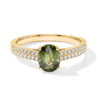 Luxoro AAA Milanoa Green Sapphire and Diamond I2 1.40 ctw Ring in 14K Yellow Gold