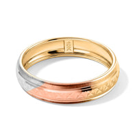 Diamond-cut Band Ring in 10K Yellow, White and Rose Gold (Size 10.0) 1 Grams
