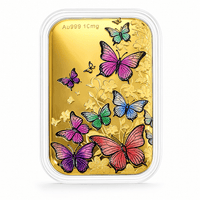 24K Gold Garden of Dreams - Colorful Butterfly Symphony Embossed Sheet (31x45.5mm) 10mg