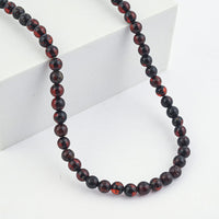 Cherry Amber Beaded Necklace in Sterling Silver 20 Inches