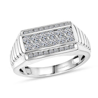 Luxuriant Lab Grown Diamond (G-H, SI) Men's Ring in Rhodium Over Sterling Silver (Size 14.5) 1.00 ctw