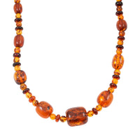 Mixed Amber Beaded Necklace in Sterling Silver 23 Inches