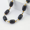 Black and Oslo Amber Beaded Necklace in Sterling Silver 22 Inches - Sticky add to cart bar