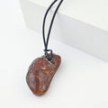 Raw Amber Black Leather Rope Chain Necklace 28 Inches - Sticky add to cart bar