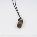 Raw Amber Black Leather Rope Chain Necklace 30 Inches - Sticky add to cart bar