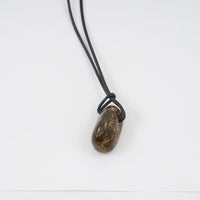 Raw Amber Black Leather Rope Chain Necklace 30 Inches