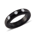 Lab Grown Diamond (G-H, SI) (0.15 cts), Black Jade Band Ring in Rhodium Over Sterling Silver (Size 10.0) 16.65 ctw - Sticky add to cart bar
